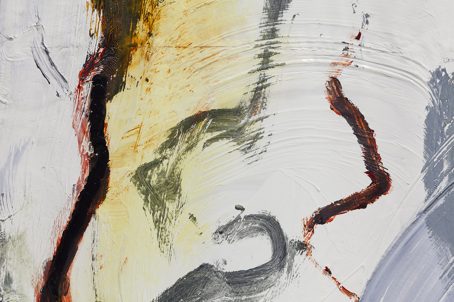 Joaquín Boz. <em>Serie Blanca #6</em>, 2015. Oil on paper, 117 1/2 x 78 3/4 inches (detail)