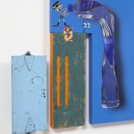 Yung Jake. <em>[eyes emoji]</em>, 2016. UV print and ink on powder coated steel and found metal, 48 x 36 inches