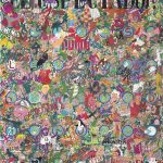 Camilo Restrepo.<em>Any September is a Black September Down Here #2 (El Espectador)</em>, 2016. Ink, water-soluble wax pastel, tape, glue, newspaper clippings, lacquer and saliva on paper, 70 x 58 inches