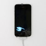Émilie Brout & Maxime Marion. <em>Return of the Broken Screens (Apple iPhone 4)</em>, 2015. Broken found smart-phone, video, 4 3/4 x 2 1/4 inches (12.1 x 5.7 cm)
