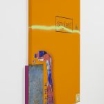 Yung Jake. <em>soylent</em>, 2016. UV print, spray paint and ink on powder coated steel and found metal, 48 x 38 inches (122 x 96.5 cm)