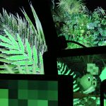 Émilie Brout & Maxime Marion. <em> Oasis Max Life</em>, 2016. Tablet computers in floral foam, steel pedestal, 59 x 15 3/4 x 15 3/4 inches (150 x 40 x 40 cm) Detail