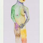 <em>Lev</em>, 2017. Fabric marker on velvet, 100 x 50 1/4 inches