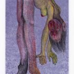 <em>Candice</em>, 2017. Oil pastel and acrylic on crushed velvet, 97 1/4 x 54 1/2 inches