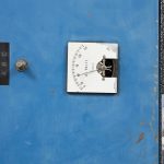 <em>A B C</em>, 2017. UV print, spray paint, duct tape, vice, and Model Magic® on powder coated steel and found metal, 49 x 39 x 3 inches. Detail