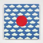 Joshua Saunders. <em>Perfect Day</em>, 2016. Enamel on aluminum, stainless steel, 24 x 24 inches