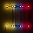 G.T. Pellizzi. <em>Conduits in Red, Yellow and Blue (Figure 66)</em>, 2016. Galvanized steel, copper wire, porcelain fixtures and ceramic coated light bulbs, 54 x 54 inches thumbnail