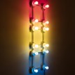 G.T. Pellizzi. <em>Conduits in Red, Yellow and Blue (Figure 67)</em>, 2016. Galvanized steel, copper wire, porcelain fixtures and ceramic coated light bulbs, 54 x 18 inches thumbnail