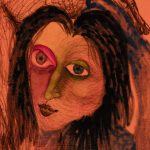 Ann Hirsch. <em>Francis</em>, 2017. Fabric marker on velvet, 54 x 100 inches. Detail