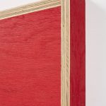 G.T. Pellizzi. <em>Transitional Geometry in Red</em>, 2017. Eggshell acrylic on plywood, 25 3/4 x 30 1/4 x 5 inches. Detail