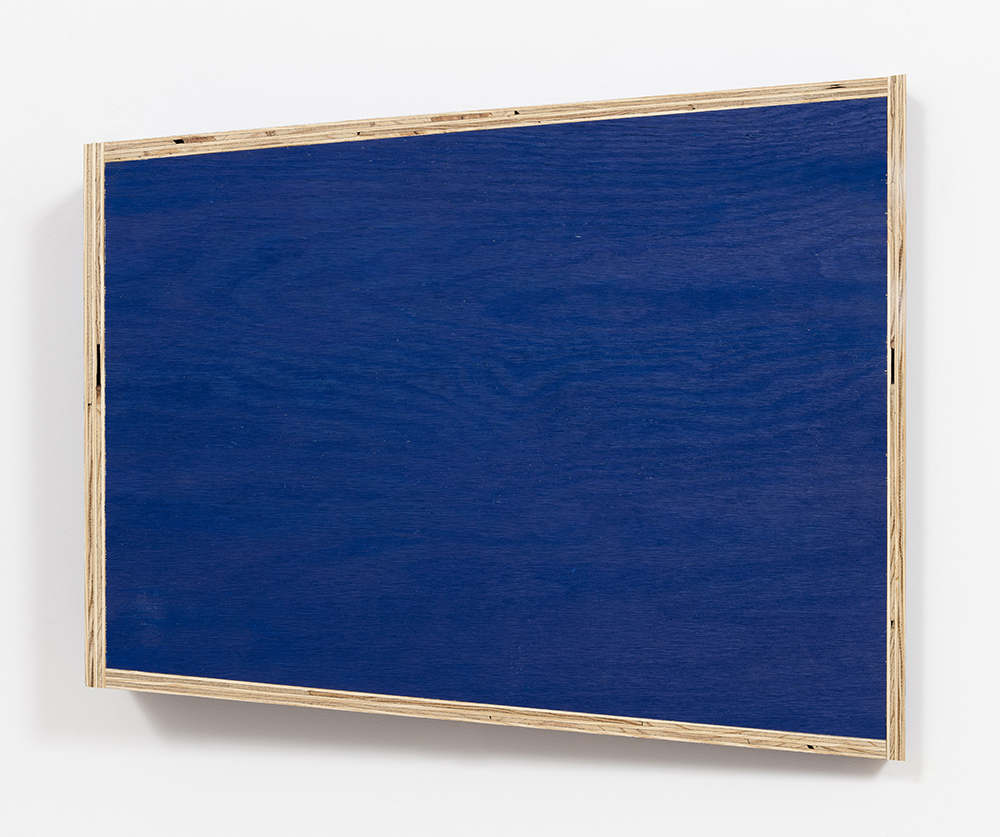 G.T. Pellizzi. <em>Transitional Geometry in Blue</em>, 2017. Eggshell acrylic on plywood, 25 3/4 x 30 1/4 x 5 inches