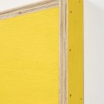 G.T. Pellizzi. <em>Transitional Geometry in Yellow</em>, 2017. Eggshell acrylic on plywood, 25 3/4 x 30 1/4 x 5 inches. Detail