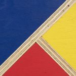 G.T. Pellizzi. <em>Transitional Geometry in Red, Yellow and Blue (Figure 34)</em>, 2016. Eggshell acrylic on plywood, 60 x 32 x 4 inches. Detail