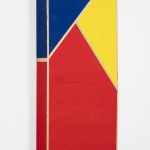 G.T. Pellizzi. <em>Transitional Geometry in Red, Yellow and Blue (Figure 34)</em>, 2016. Eggshell acrylic on plywood, 60 x 32 x 4 inches