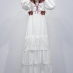 Audrey Wollen. <em>Only Detonate</em>, 2017. Cotton dress and fireworks, 76 x 27 x 8 inches