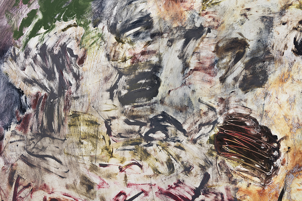 Joaquín Boz. <em>Untitled</em>, 2017. Oil on panel, 120 x 240 inches. Detail