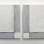 Pablo Rasgado. <em>Arquitectura desdoblada (dos esquinas),</em> 2017. Acrylic and dirt on canvas, 20 x 29 1/2 inches (50.8 x 74.9 cm)