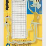 Yung Jake. <em>squidward</em>, 2017. UV print, spray, stickers, tape and ink on powder coated steel, found metal and monitor; video, 105 1/4 x 60 inches