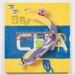 Yung Jake. <em>kirby, dory and king pig (w king dedede and haunter)</em>, 2017. UV print, spray paint and ink on powder coated steel and found metal, 45 x 42 inches