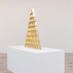 Mariana Murcia. <em>The Way We Are Used By Things</em>, 2017. Bronze iPhone screen protectors, 42 1/2 x 28 1/2 x 2 1/2 inches (108 x 72.4 x 6.4 cm)