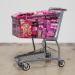 Adriana Martinez. <em>CMYK</em>, 2017. Metal shopping carts, plastic, spray paint and packed groceries, 41 x 25 x 32 inches (104.1 x 63.5 x 81.3 cm) thumbnail