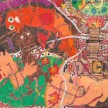 Camilo Restrepo. <em>A Land Reform 15</em>, 2017. Ink, water-soluble wax pastel, tape, stickers, newspaper clippings, glue and saliva on paper, 45 3/4 x 94 inches (116.3 x 238.8 cm) Detail thumbnail