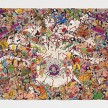 Camilo Restrepo. <em>Mera Calentura 2</em>, 2017. Ink, water-soluble wax pastel, tape, newspaper clippings, glue, stickers and saliva on paper, 58 x 248 inches (147.3 x 629.9 cm) thumbnail