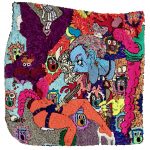 Hannah Epstein. <em>Bellona</em>, 2017. Acrylic and burlap, 54 x 50 inches (137.2 x 127 cm)