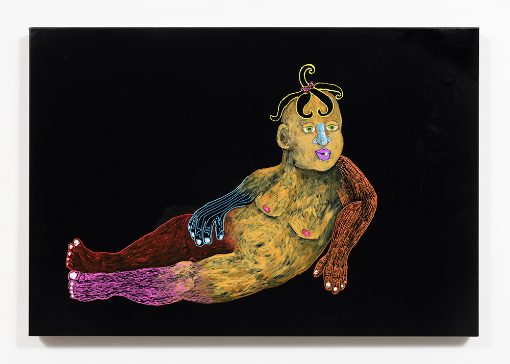 Ann Hirsch. <em>Sexy Baby in Repose 2</em>, 2017. 3D paint on vinyl, 33 x 48 inches  (121.9 x 83.8 cm)