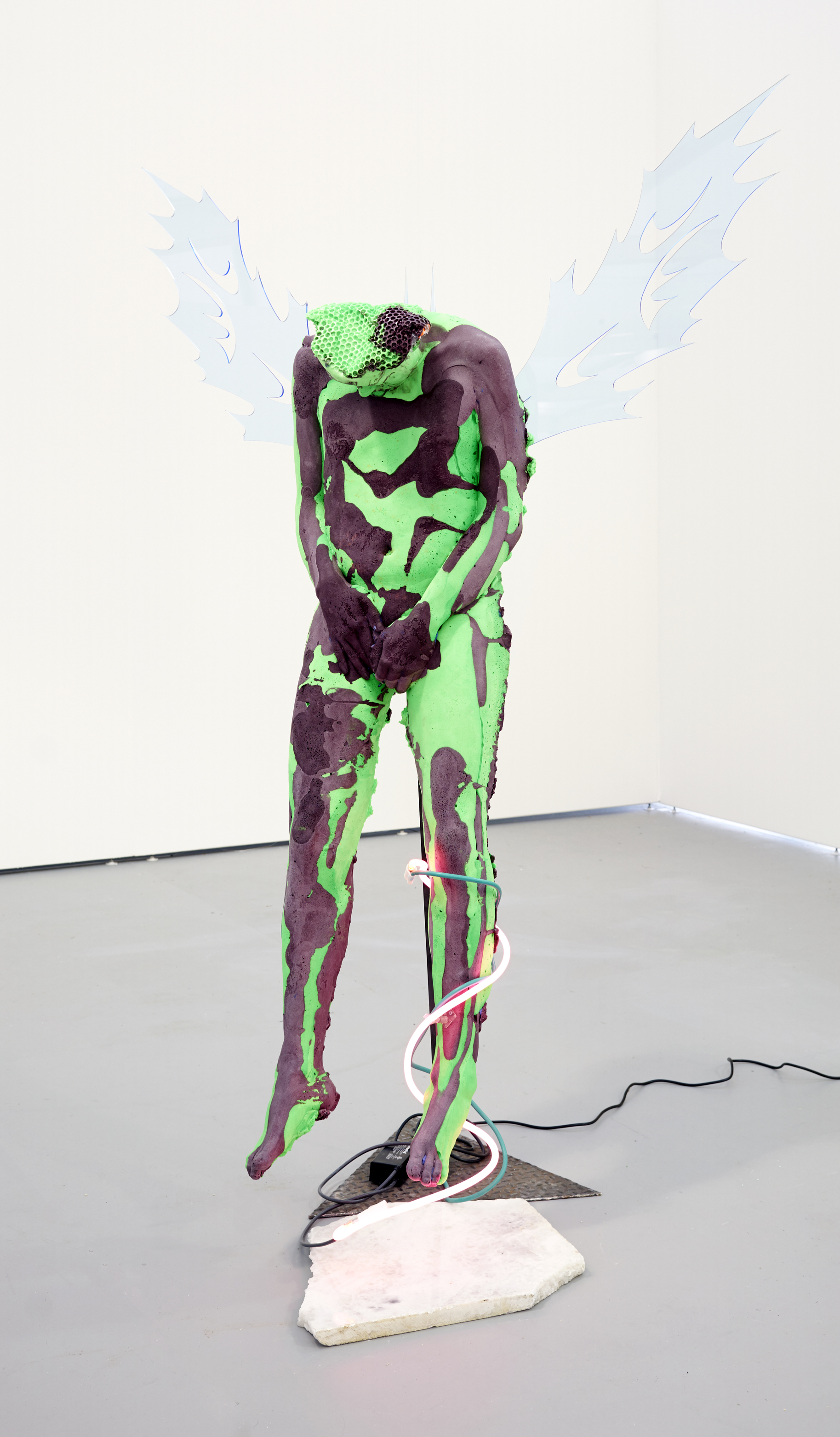 Nicanor Araoz. <em>Untitled</em>, 2017. Neon, marble, acrylic, polyurethane foam and metal, 85 x 65 x 45 inches (215.9 x 165.1 x 114.3 cm)