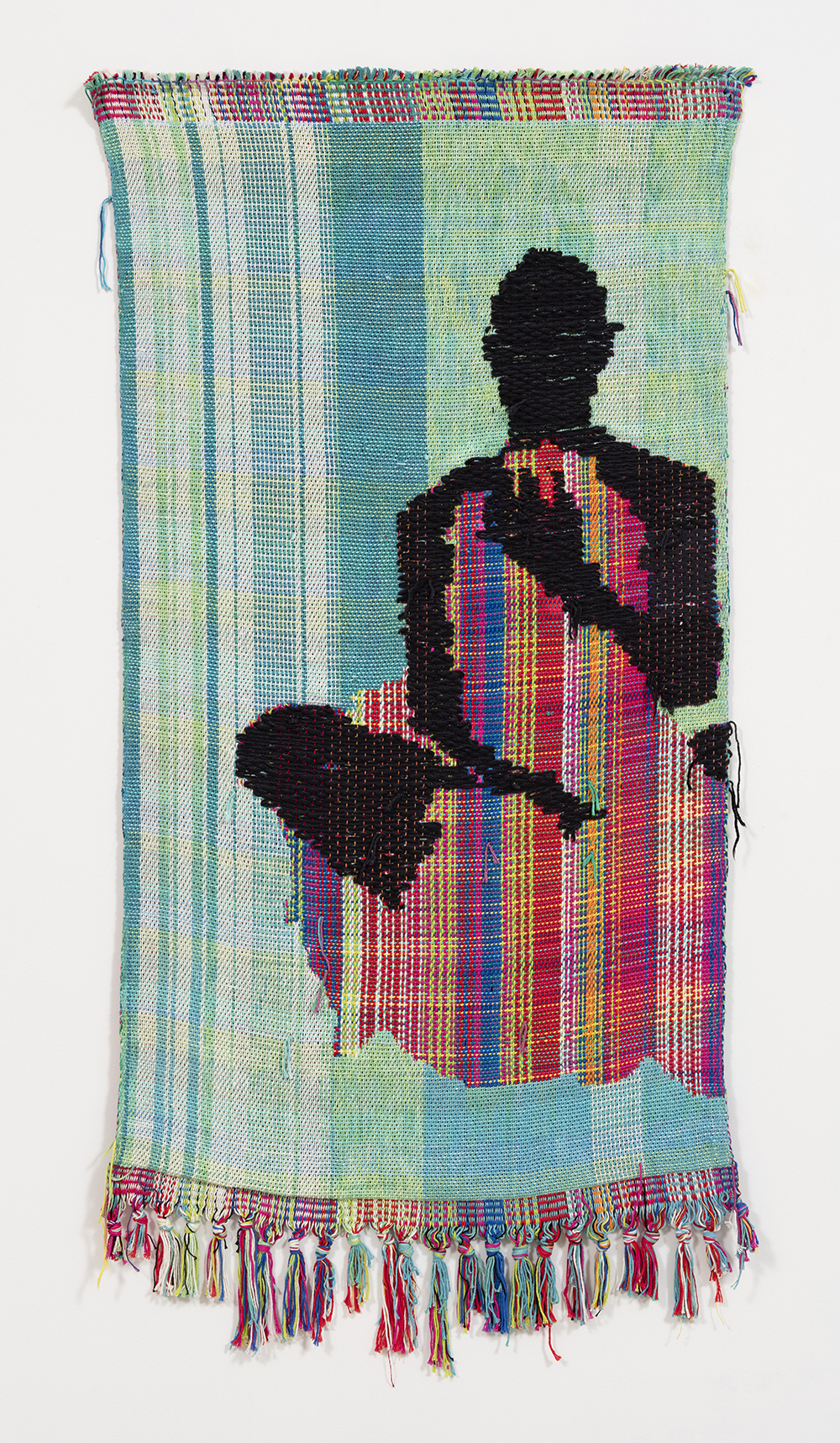<em>The flame goes</em>, 2017. Cotton and acrylic yarn, 62 x 32 inches  (157.5 x 81.3 cm)