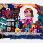 Hannah Epstein. <i>East Coast Dream Girl</i>, 2018. Wool, acrylic, cotton, polyester, and burlap, 45 x 71 inches  (114.3 x 180.3 cm)
