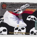 Hannah Epstein. <i>There Is Nothing To See (Behind the CCP)</i>, 2020. Wool, acrylic, cotton and burlap, 45 x 54 inches (114.3 x 137.2 cm)