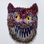Hannah Epstein. <em>Mouser</em>, 2017. Wool, acrylic, cotton, polyester and burlap, 55 x 41 inches (139.7 x 104.1 cm)