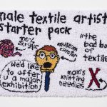 Hannah Epstein, Male Textile Artist Starter Pack , 2020 Acrylic and burlap 26 x 36 inches (66 x 91.4 cm)