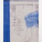 Manor Grunewald. <em>Untitled (Wormhole_01)</em>, 2018. UV print on polyester mesh fabric, oil, acrylic and spray paint on canvas, 78 3/4 x 39 3/8 inches (200 x 100 cm)