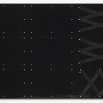 Joshua Saunders. <em>Nine Panel Black</em>, 2017. Urethane on aluminum, nylon straps and stainless steel, 54 x 81 inches (137.2 x 205.7 cm)