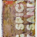 Kyle Goldbach. <em>Remainder (111117311PM)</em>, 2017. Oil, acrylic, threads and photographs on rip resistant billboard vinyl, 90 x 78 inches (228.6 x 198.1 cm) (Reverse)