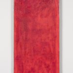Graham Collins. <i>West 19th St.</i>, 2019. Oil and enamel on hemp laid on ceramic, 34 1/8 x 14 1/8 inches  (86.7 x 35.9 cm)