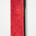Graham Collins. <i>West 19th St.</i>, 2019. Oil and enamel on hemp laid on ceramic, 34 1/8 x 14 1/8 inches  (86.7 x 35.9 cm)