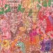 Camilo Restrepo. <em>A Land Reform 17, </em>2019. Ink, water-soluble wax pastel, tape, stickers, newspaper clippings, glue and saliva on paper, 46 3/4 x 115 3/4 inches (118.7 x 294 cm) Detail thumbnail