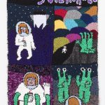 Hannah Epstein. <em>Superchill (DYWAFTTOS?) Episode 2</em>, 2018. Acrylic, wool, polyester and burlap, 69 x 44 inches (175.3 x 111.8 cm)