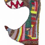 Hannah Epstein. <em>Monstronaut</em>, 2018. Wool, acrylic, polyester and burlap, 96 x 43 inches (243.8 x 109.2 cm)