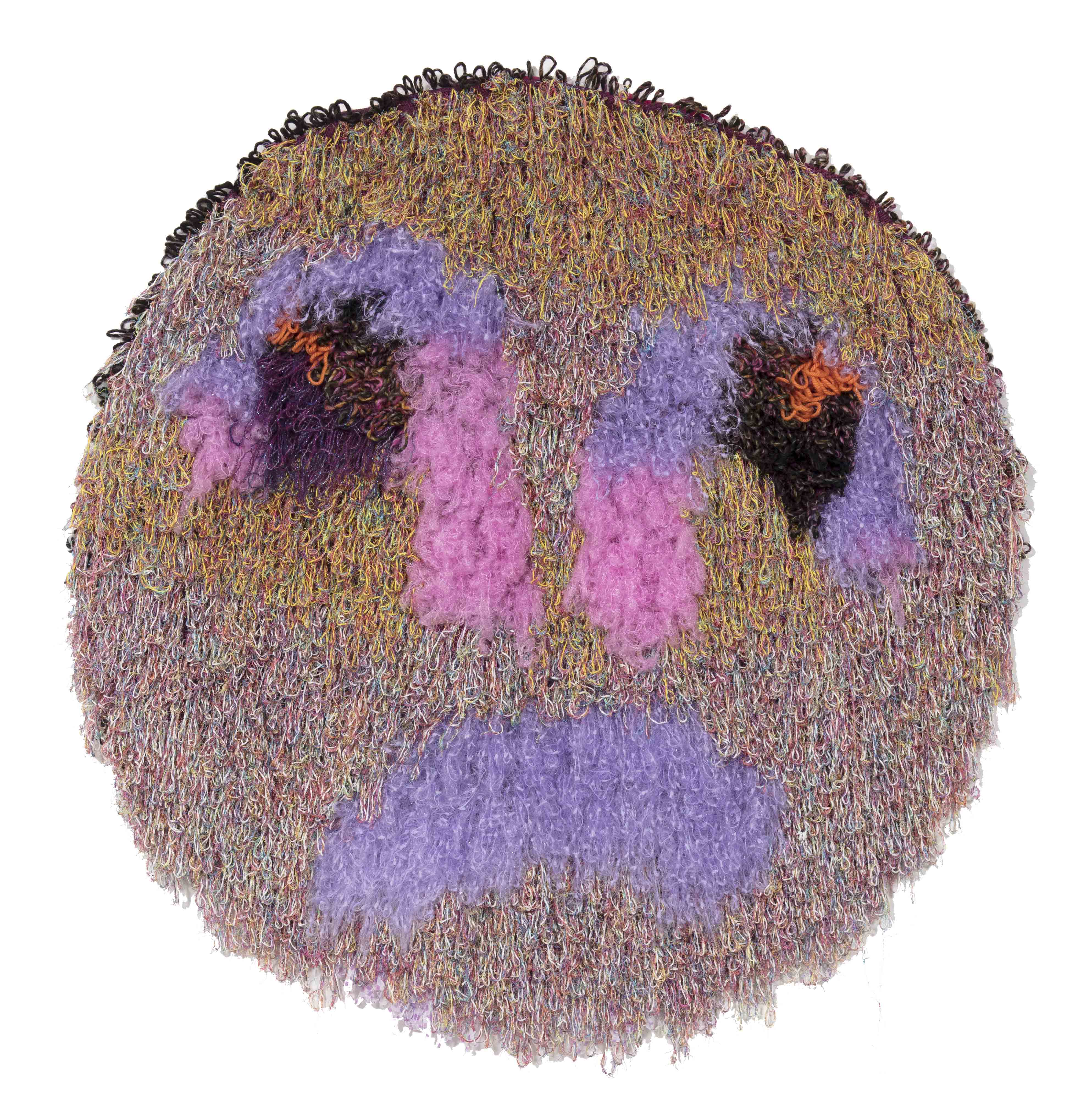 Hannah Epstein. <em>The Saddest Planet in the System</em>, 2018. Wool, acrylic, polyester, nylon and burlap, 46 x 47 inches (116.8 x 119.4 cm)