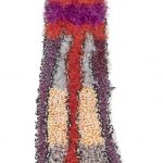 Hannah Epstein. <em>Stretch</em>, 2018. Wool, acrylic, polyester, nylon and burlap, 53 x 15 inches (134.6 x 38.1 cm)