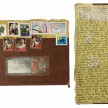 Mitsuko Brooks. <em>Mail to Z.M., Dec. 8, 2018</em>, 2018. Ink, postage stamps, and paper collaged onto detached book cover, 8 3/4 x 5 3/4 inches (22.3 x 14.5 cm) thumbnail