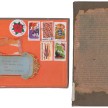 Mitsuko Brooks. <em>Mail to M.S., Dec. 22, 2018</em>, 2018. Ink, postage stamps, and rice paper collaged onto detached book cover, 3 5/8 x 2 3/8 inches (9.3 x 6 cm) thumbnail