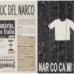 Camilo Restrepo. <em>El Bloc Del Narco #9, </em> 2016. Ink, water-soluble wax pastel, tape, glue, newspaper clippings, staples, plastic bag, paper dust and saliva on paper on paper, 16 1/2 x 24 (41.9 x 61 cm) thumbnail
