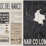 Camilo Restrepo. <em>El Bloc Del Narco #12, </em> 2016. Ink, water-soluble wax pastel, tape, glue, newspaper clippings, staples, plastic bag, paper dust and saliva on paper on paper,  16 1/2 x 24 (41.9 x 61 cm)