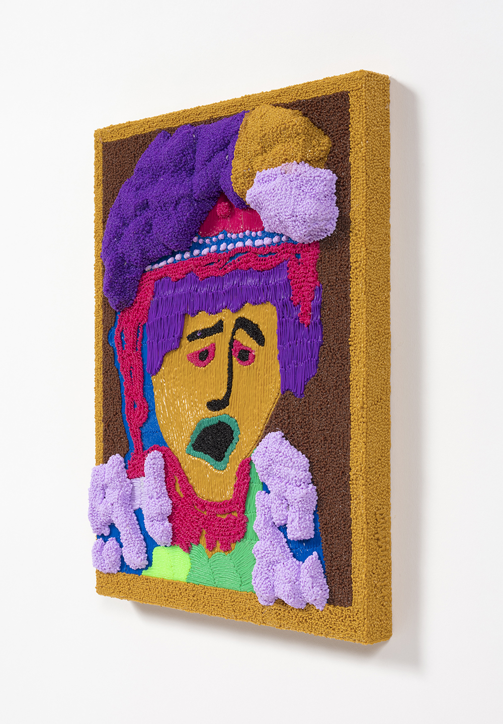 Dominic Dispirito. <em>The girl with the purple barnet</em>, 2018. Manually printed PLA plastic on board, 11 3/4 x 8 1/4 inches  (30 x 21 cm)
